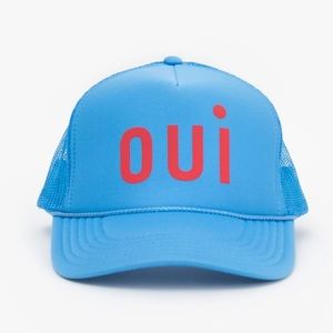 Clare V Oui trucker hat in blue. NWOT. Never been worn